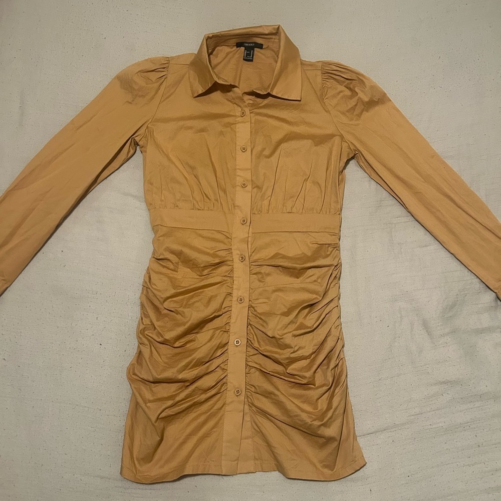 Forever 21 Tan Long Sleeve Dress